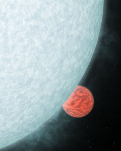 Экзопланета вблизи родительской звезды в представлении художника